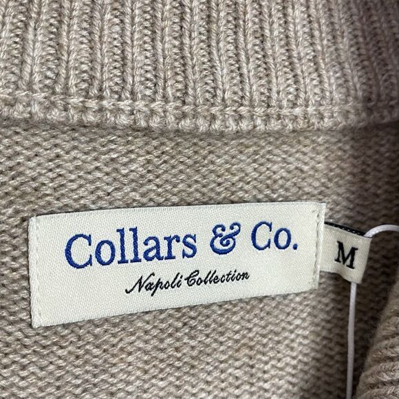 Collars & Co Napoli Cardigan Sweater Mens M Camel Tan Wool Cashmere Preppy NWT - Picture 3 of 8